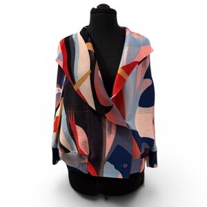 Colorblock Pleated Open-Front Cardigan NWT OS